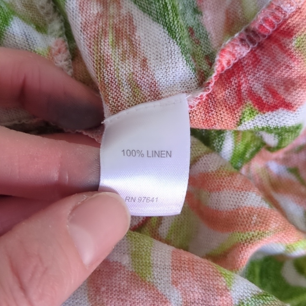 J. Jill Linen Tropical Print Tie-Hem Tee - Picture 4 of 4